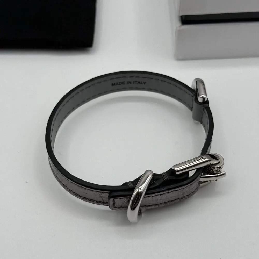 Women’s Givenchy Leather Bracelet Voyou Silvery Grey. Never Worn! Box Included!
